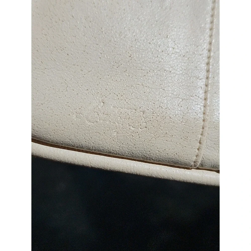 Lou Taylor Purse Italy Leather HORSE BIT Swivel Mirror Miami Vintage Cream Ivory